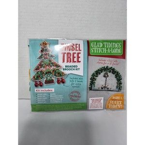 CrossStitcher Tinsel Tree Beaded Brooch Kit Christmas Bells Cross Stitch